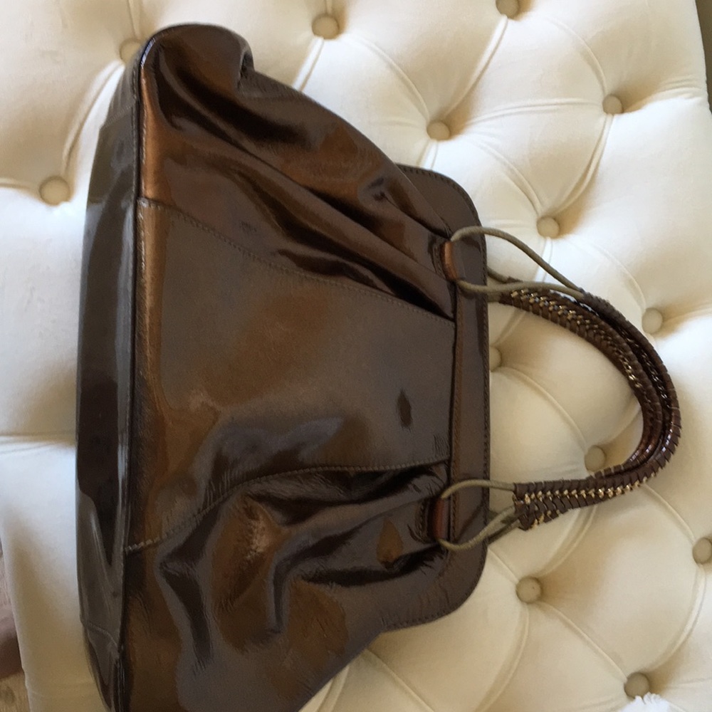 Calvin Klein vintage Brown patent leather tote